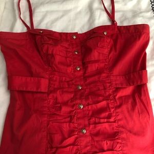Red Bebe Top with Gold Buttons